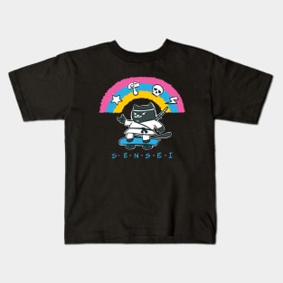 Very Cool Sensei Skater Cat Kids T-Shirt